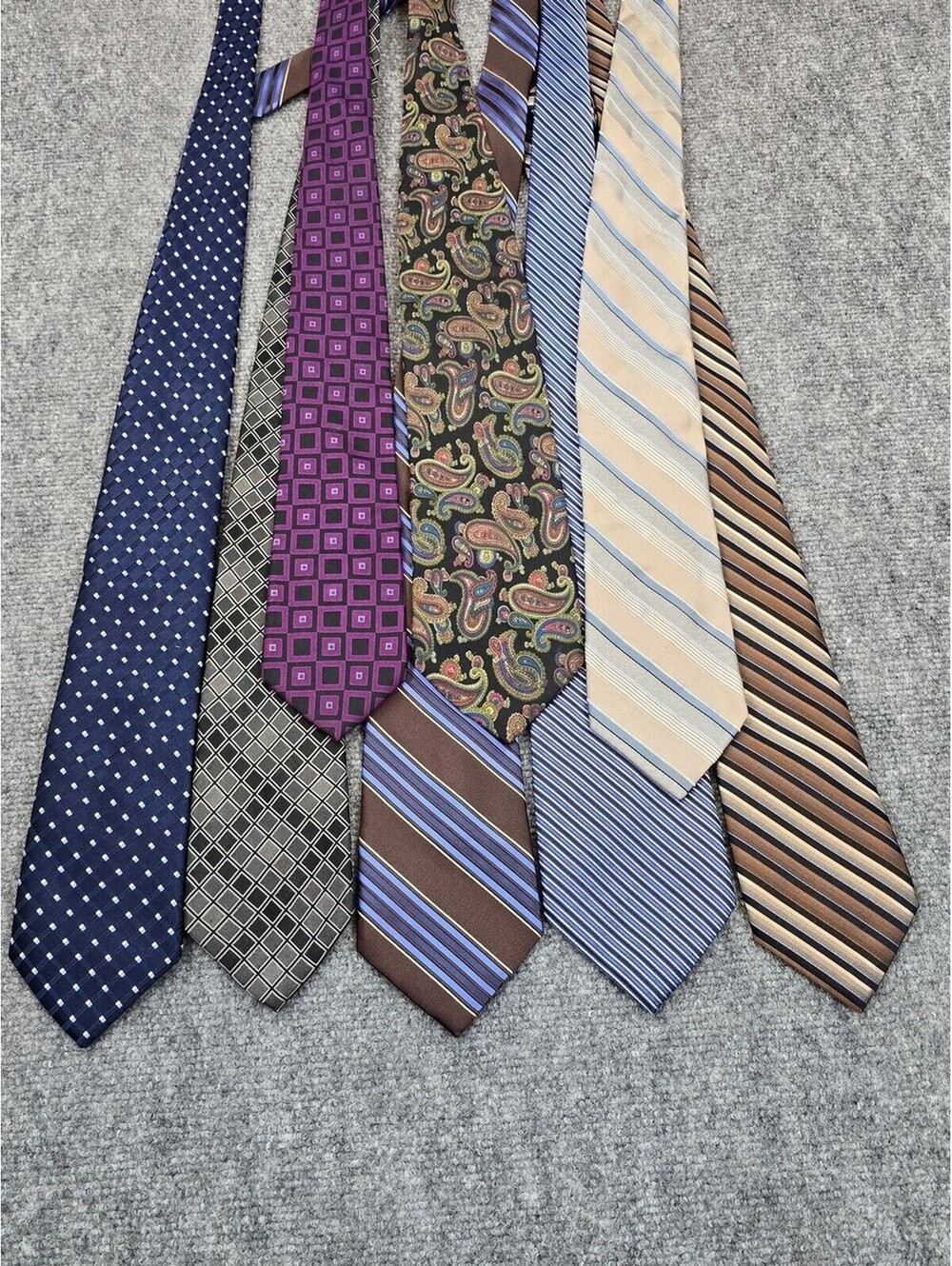 Mens Silk Neckties Lot of 8 Calvin Klein Bugatti Claiborne Paisley Stripe
